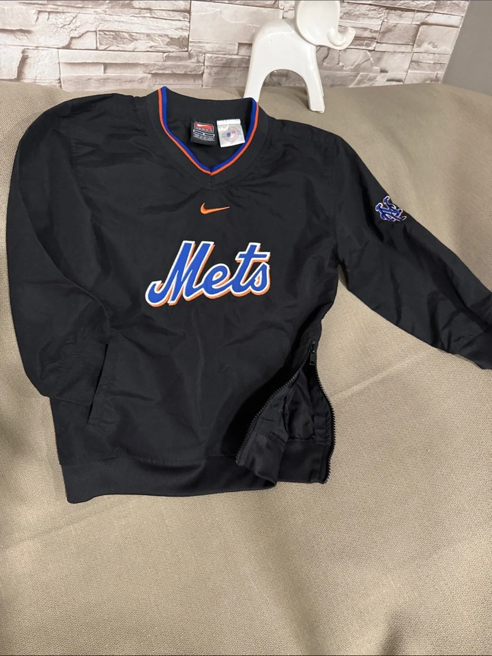 Nike Black Mets Pullover Crewneck with Blue and Orange Logo